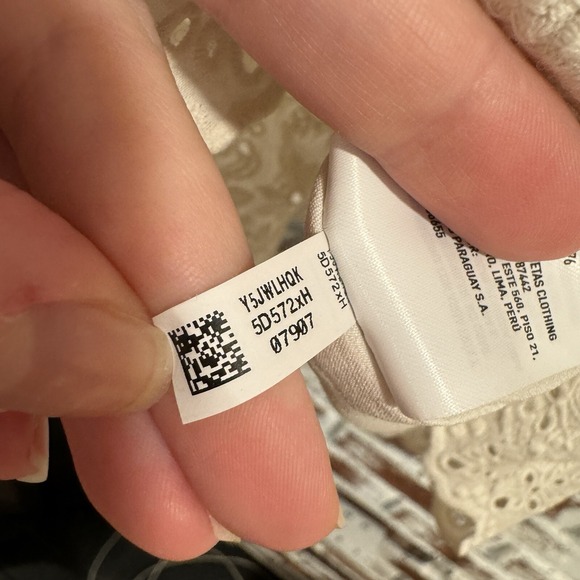 American Eagle Baby Doll Cream Smocked Eyelet Puff Sleeve Tiered‎ Mini Dress M - Picture 14 of 16